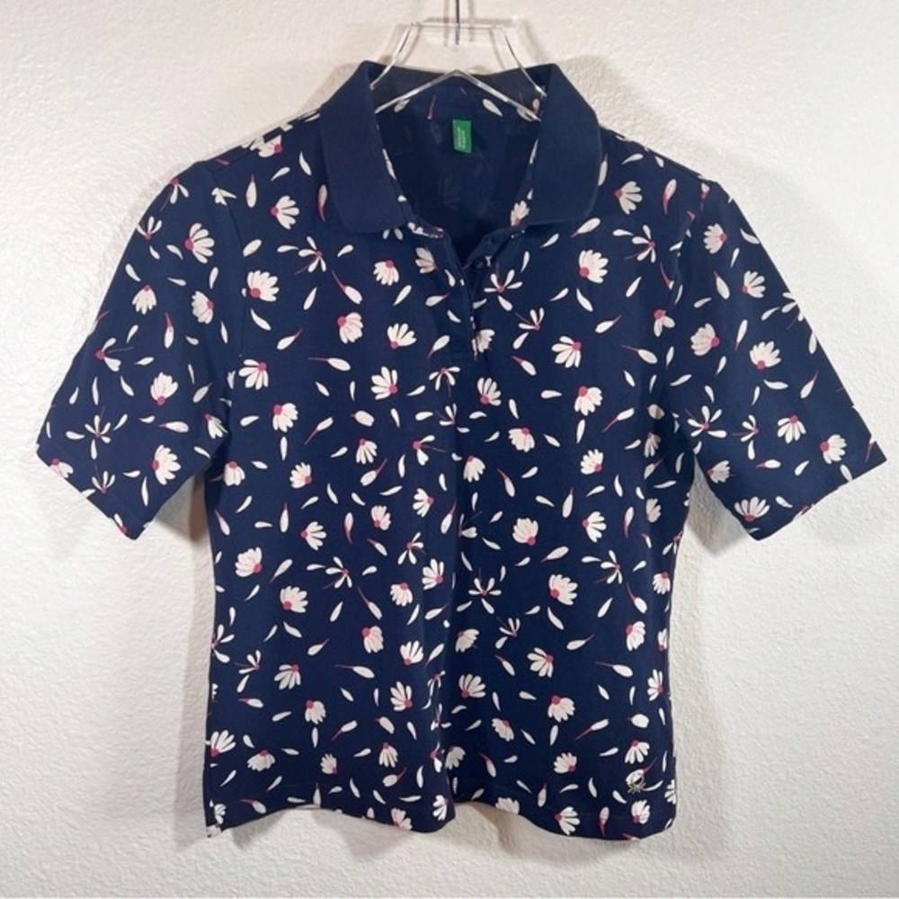United Colors Of Benetton Navy Floral Polo Shirt